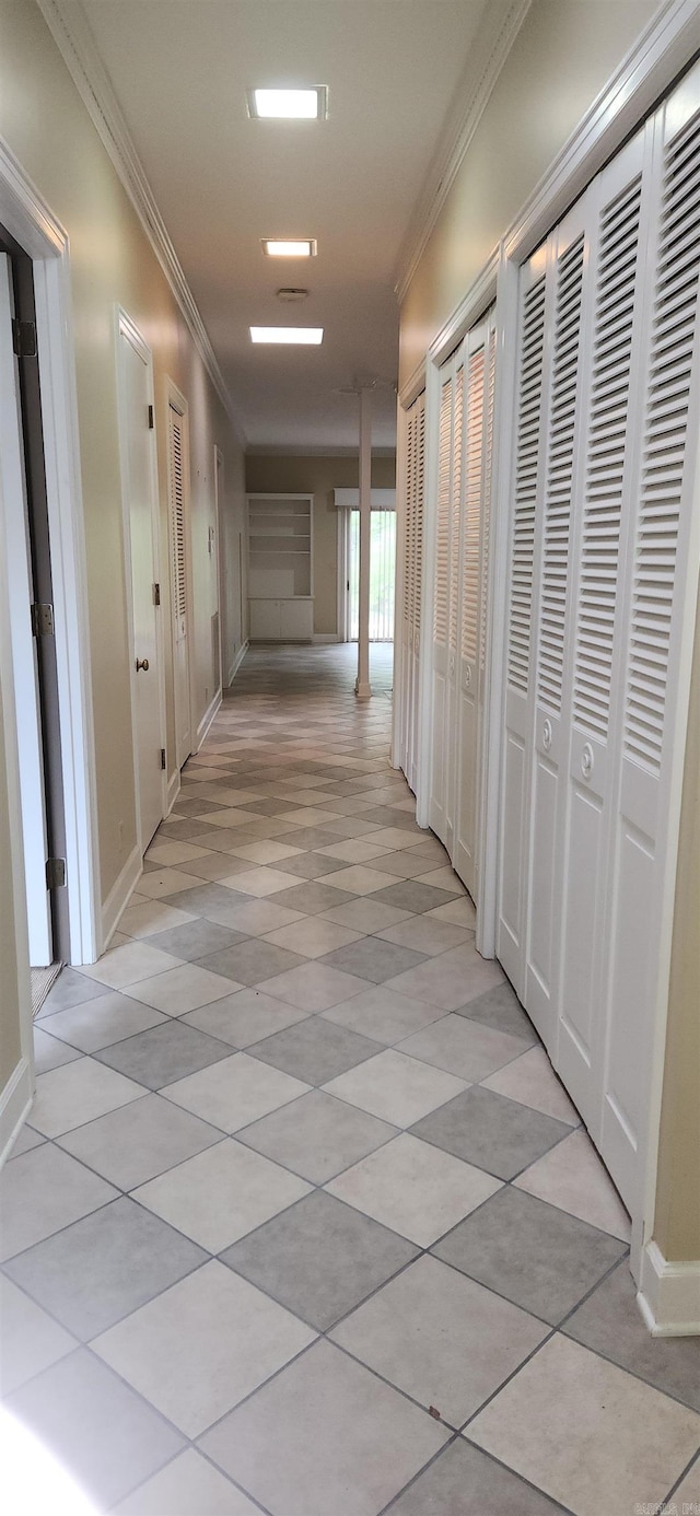 hallway with ornamental molding