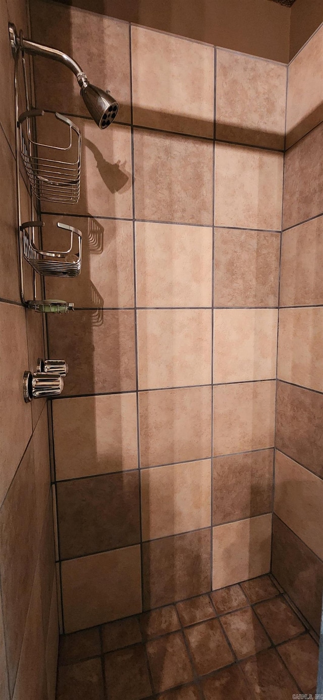 bathroom with a tile shower