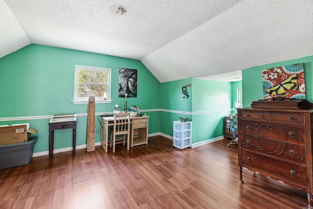 3613 Northlake Rd, Alexander, AR 72002 - interior space with lofted ceiling, wood finished floors, and a textured ceiling