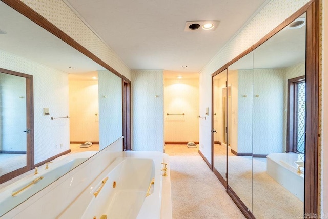 1110 Huntington Pl, Heber Springs, AR 72543 - full bathroom with baseboards, wallpapered walls, and a whirlpool tub