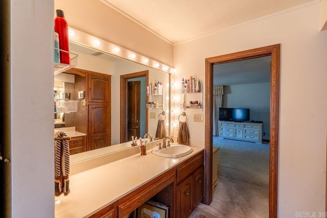 1110 Huntington Pl, Heber Springs, AR 72543 - bathroom featuring crown molding and vanity