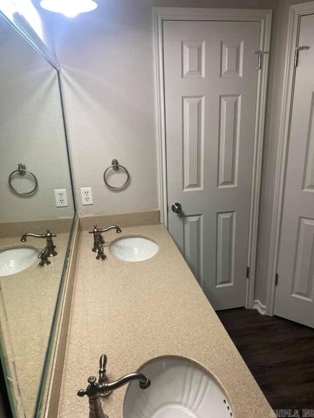 6 Timber Ridge Dr, Atlanta, TX 75551 - bathroom featuring double vanity, a sink, and wood finished floors