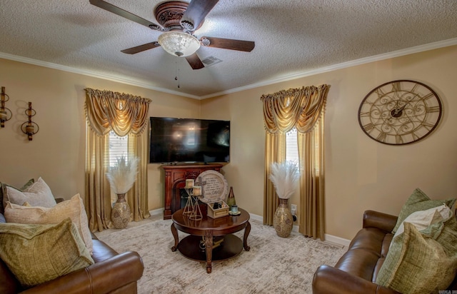 7200 Nell Dr, Pine Bluff, AR 71603 - living area with crown molding, a healthy amount of sunlight, and visible vents