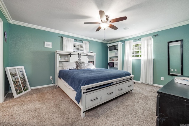 168 Leta Ln, Hot Springs, AR 71913 - carpeted bedroom featuring baseboards, crown molding, a textured wall, and a textured ceiling