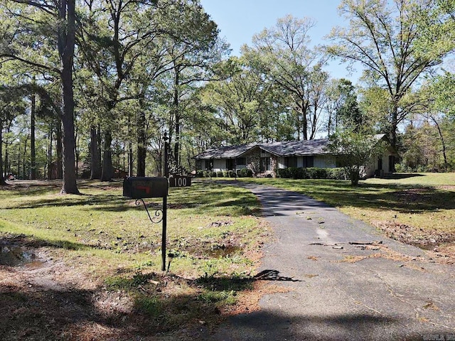 view of front of house featuring a front yard and driveway
