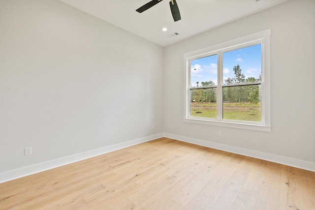 6172 Majestic Waters Dr, Alexander, AR 72002 - spare room with baseboards, ceiling fan, light wood-style floors, and recessed lighting