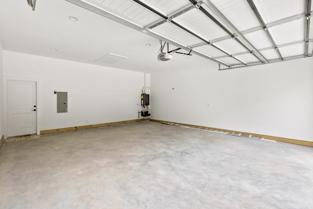 6172 Majestic Waters Dr, Alexander, AR 72002 - garage with electric panel, water heater, a garage door opener, and baseboards