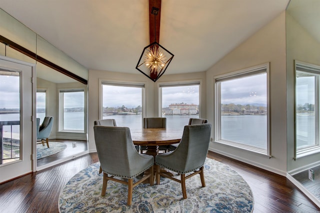 101 Long Island Dr Unit 605, Hot Springs, AR 71913 - dining area featuring a wealth of natural light, a water view, and lofted ceiling