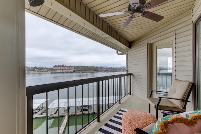 101 Long Island Dr Unit 605, Hot Springs, AR 71913 - balcony featuring a water view and ceiling fan