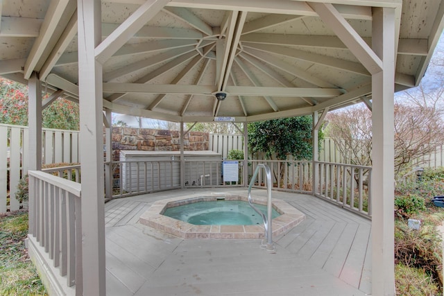 101 Long Island Dr Unit 605, Hot Springs, AR 71913 - view of swimming pool with a deck, a gazebo, fence, and an in ground hot tub