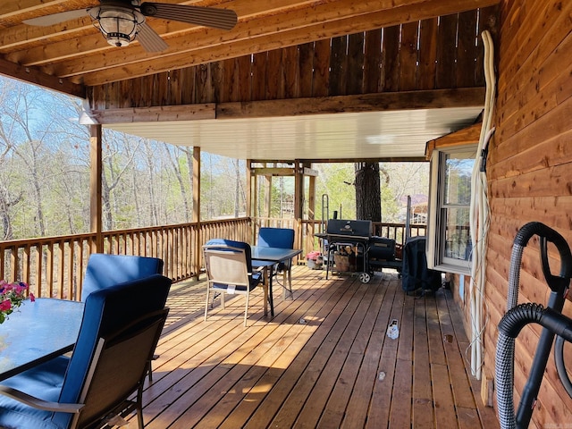 deck featuring a ceiling fan