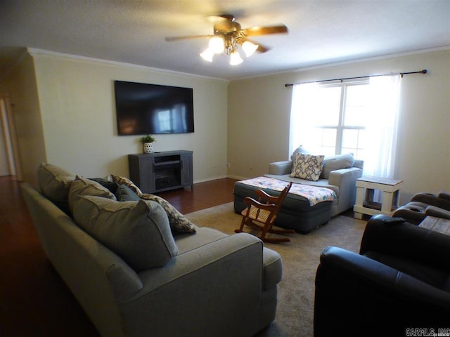 302 Veranda, Pearcy, AR 71964 - living room featuring crown molding, ceiling fan, and baseboards