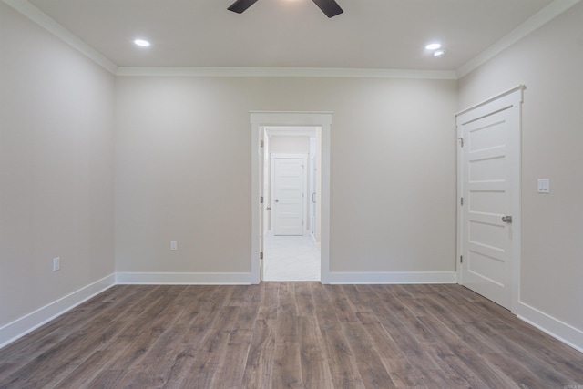 228 Michelle Dr, Beebe, AR 72012 - unfurnished room featuring ornamental molding, wood finished floors, a ceiling fan, baseboards, and recessed lighting