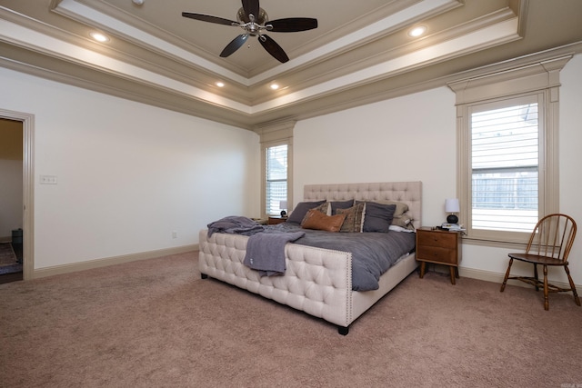 3 Commentry Dr, Little Rock, AR 72223 - bedroom featuring baseboards, a tray ceiling, and light colored carpet