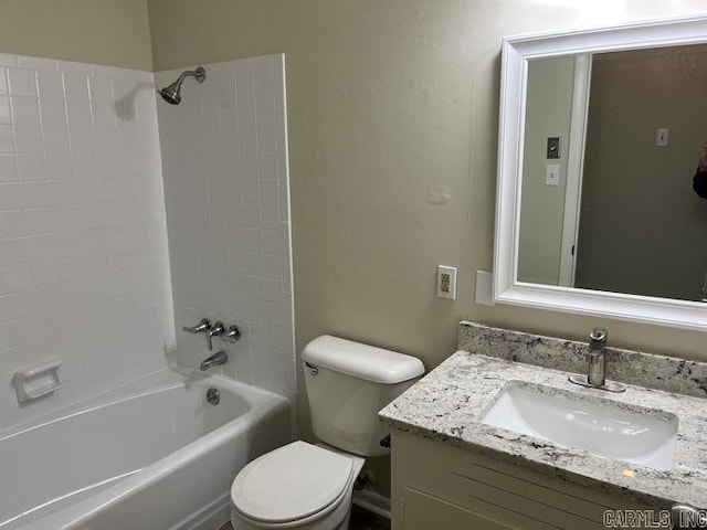 full bathroom with vanity, toilet, and tub / shower combination