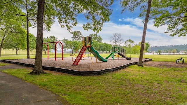 community playground with a lawn