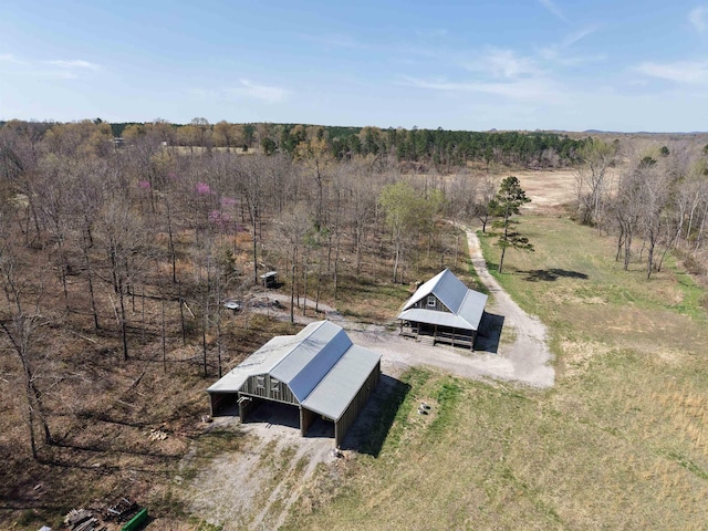 drone / aerial view with a forest view