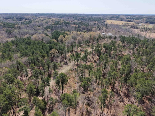 birds eye view of property with a forest view