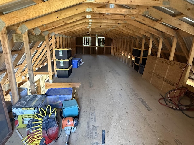 view of unfinished attic