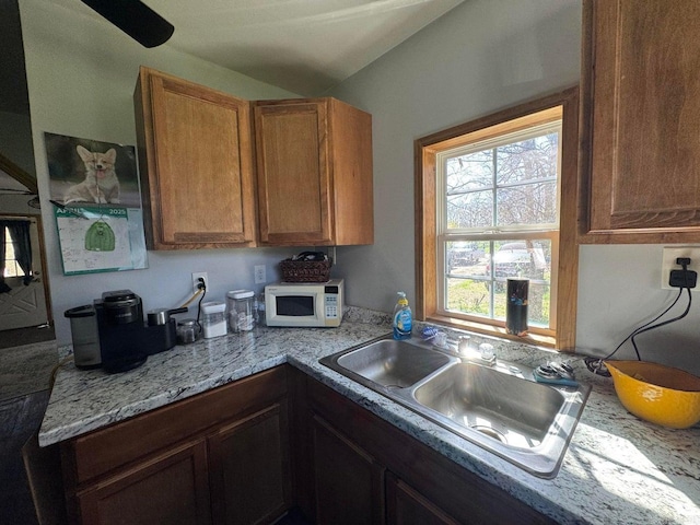95 Terrafirma Ln, Ash Flat, AR 72513 - kitchen with light countertops, white microwave, and a sink