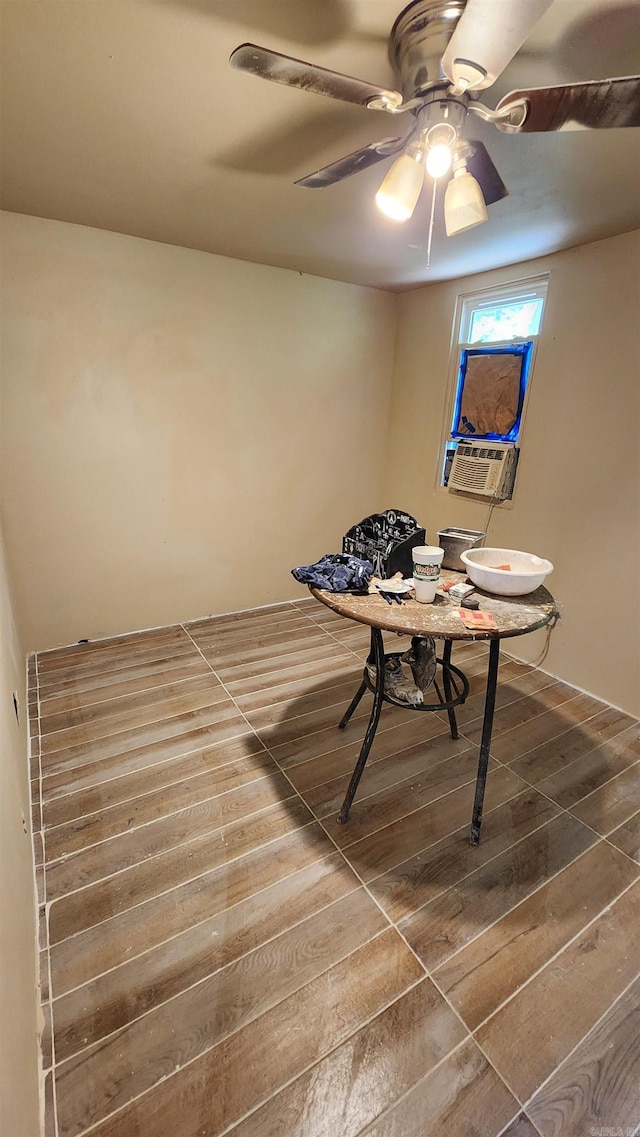 417B Mississippi St, Hot Springs, AR 71901 - dining area featuring cooling unit, wood finished floors, and a ceiling fan