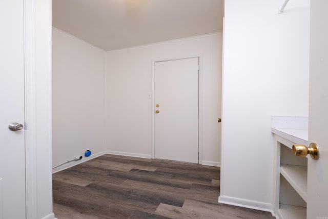 77 Broadmoor Dr, Little Rock, AR 72204 - washroom featuring ornamental molding, baseboards, and wood finished floors