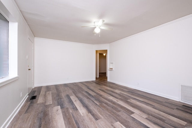 77 Broadmoor Dr, Little Rock, AR 72204 - empty room featuring dark wood-style flooring, baseboards, a ceiling fan, and visible vents