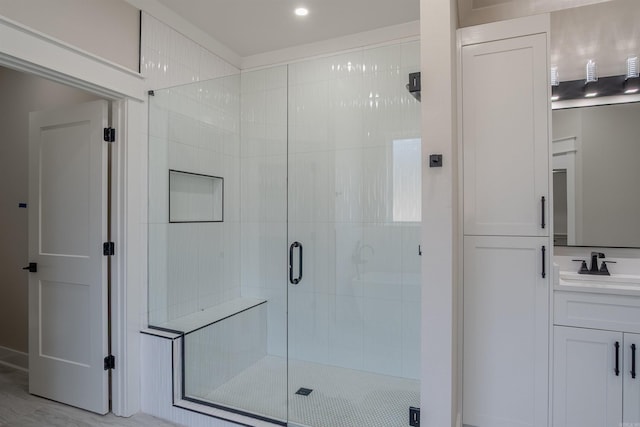 240 Michelle Dr, Beebe, AR 72012 - full bathroom with a stall shower and vanity