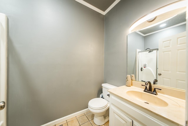 7 Ridge Creek Pt, Arkadelphia, AR 71923 - bathroom featuring crown molding, a shower stall, vanity, toilet, and tile patterned floors