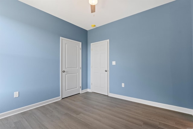 8010 Kanis Oaks Dr, Little Rock, AR 72204 - spare room featuring baseboards, ceiling fan, and wood finished floors