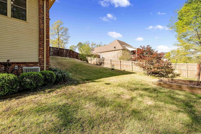 view of yard featuring a fenced backyard