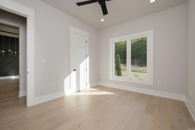 221 Abington Cir, Little Rock, AR 72223 - empty room with recessed lighting, ceiling fan, light wood-type flooring, and baseboards