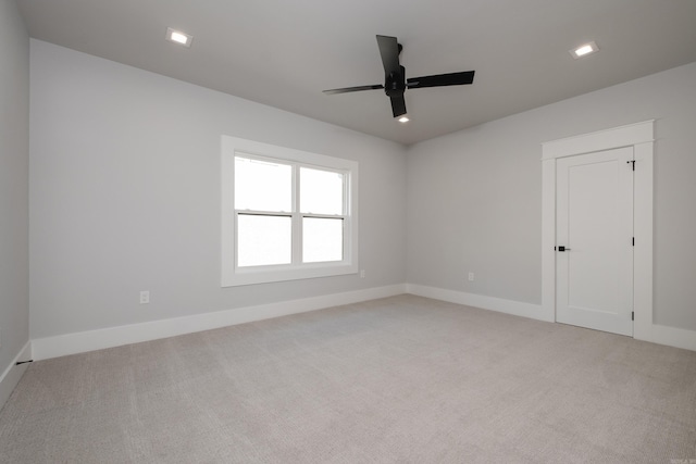 221 Abington Cir, Little Rock, AR 72223 - empty room with ceiling fan, recessed lighting, light colored carpet, and baseboards