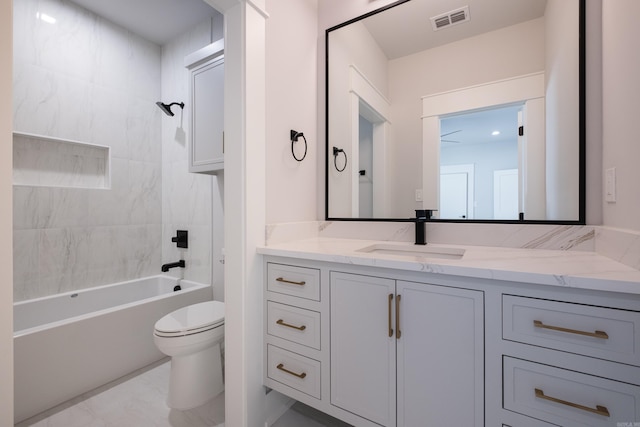 221 Abington Cir, Little Rock, AR 72223 - bathroom with visible vents, toilet, vanity, and bathing tub / shower combination