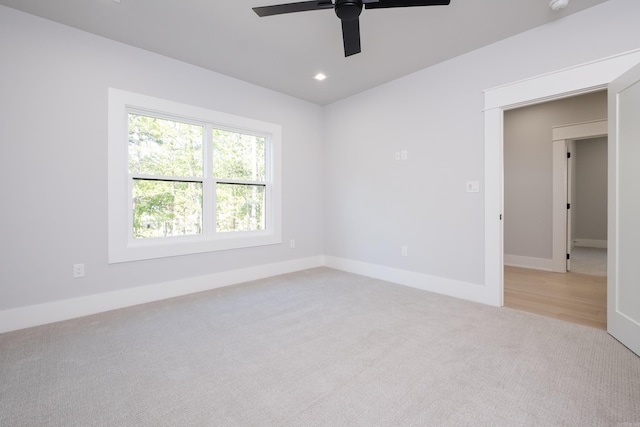 221 Abington Cir, Little Rock, AR 72223 - spare room with light colored carpet, ceiling fan, baseboards, and recessed lighting