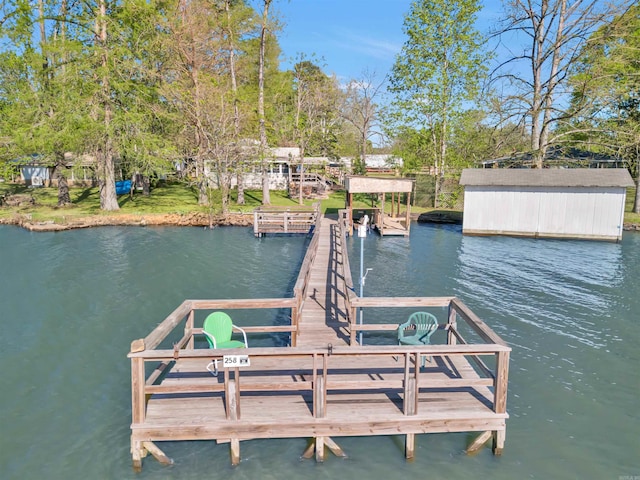 dock area featuring a water view