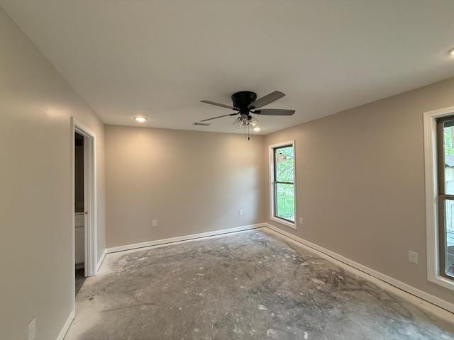 615 N Pruett, Paragould, AR 72450 - empty room featuring baseboards, a ceiling fan, and recessed lighting