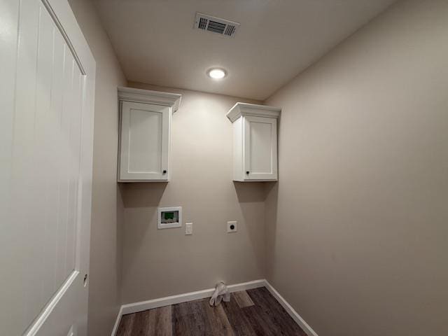 615 N Pruett, Paragould, AR 72450 - laundry area with baseboards, hookup for a washing machine, visible vents, hookup for an electric dryer, and dark wood-style floors
