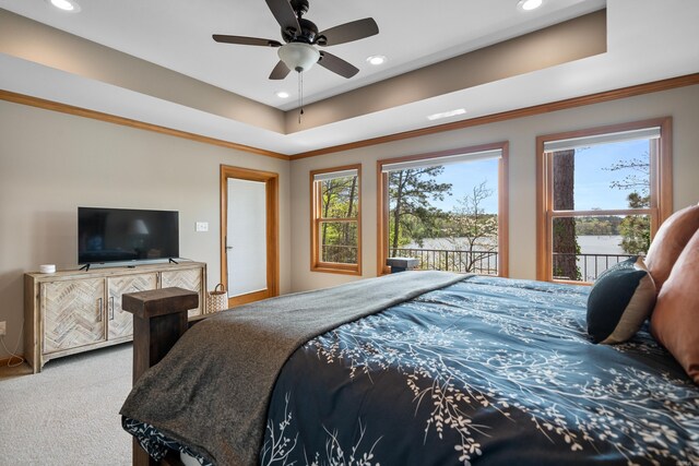 166 Heatherwood, Hot Springs, AR 71913 - bedroom with crown molding, carpet floors, recessed lighting, and a tray ceiling