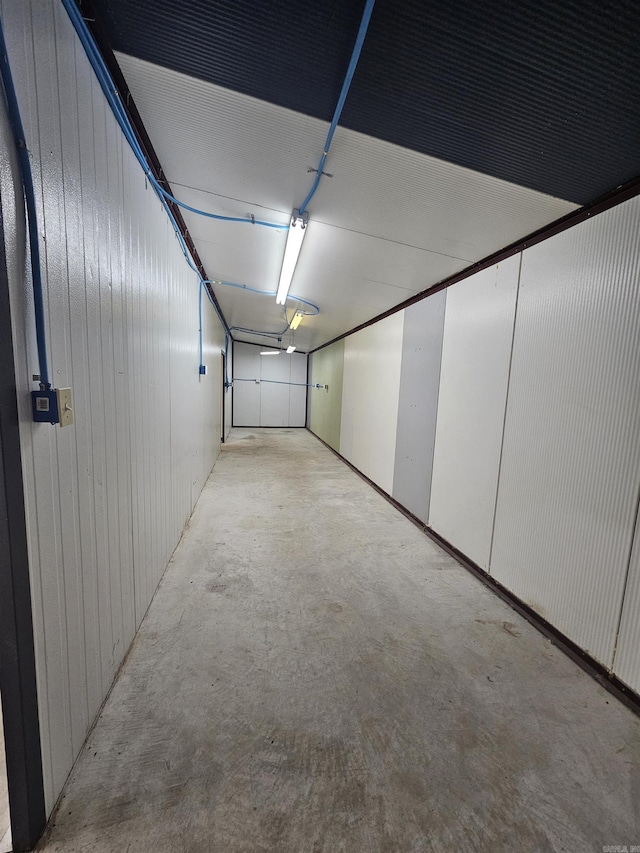 interior space with wooden walls