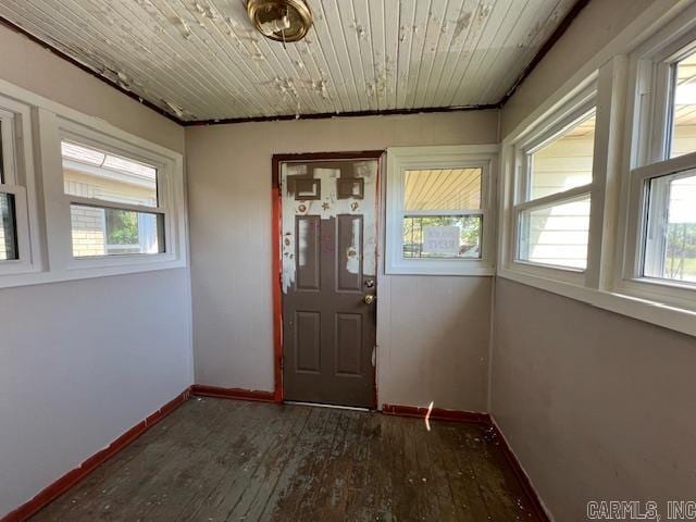 110 Ryerson St, Leachville, AR 72438 - doorway with plenty of natural light, wood-type flooring, and baseboards