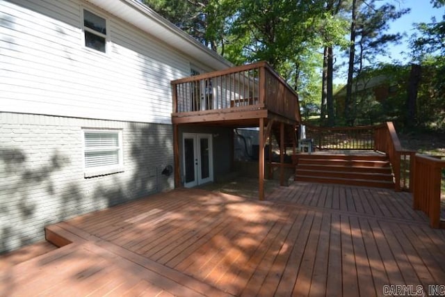 12904 Southridge Dr, Little Rock, AR 72212 - wooden deck with french doors