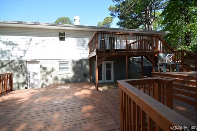 12904 Southridge Dr, Little Rock, AR 72212 - wooden terrace featuring stairway and french doors