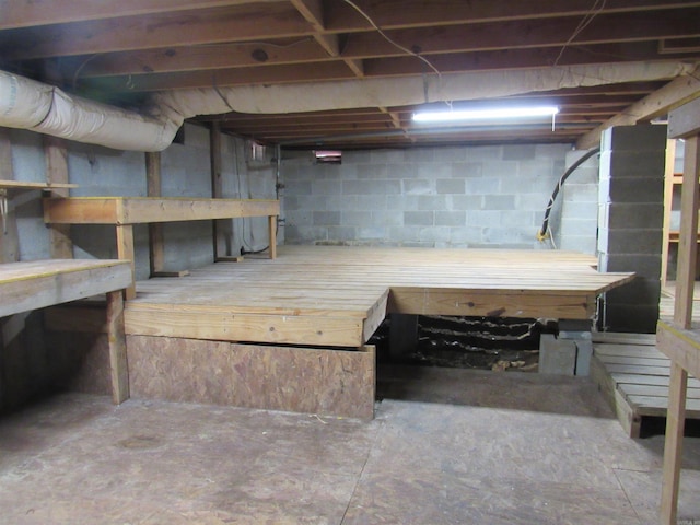 view of unfinished basement