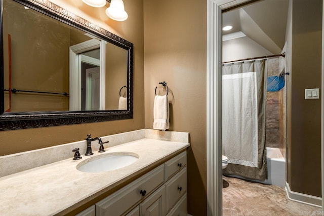 1130 Applewood Dr, Conway, AR 72034 - full bathroom featuring toilet, vanity, and shower / bath combination with curtain