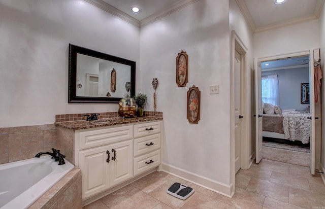 2136 Avondale, Benton, AR 72019 - hallway featuring crown molding, recessed lighting, light tile patterned flooring, a sink, and baseboards