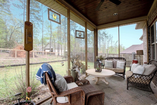 2136 Avondale, Benton, AR 72019 - sunroom / solarium featuring an outdoor living space, a ceiling fan, and a healthy amount of sunlight