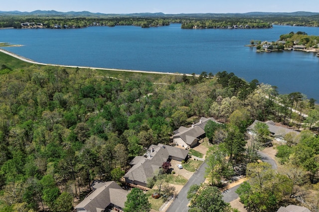 13 Arista Ln, Hot Springs Village, AR 71909 - birds eye view of property featuring a water view and a forest view