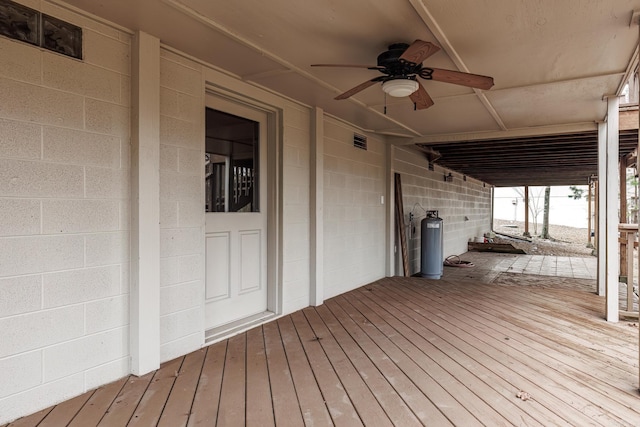 13 Arista Ln, Hot Springs Village, AR 71909 - wooden terrace featuring ceiling fan and visible vents