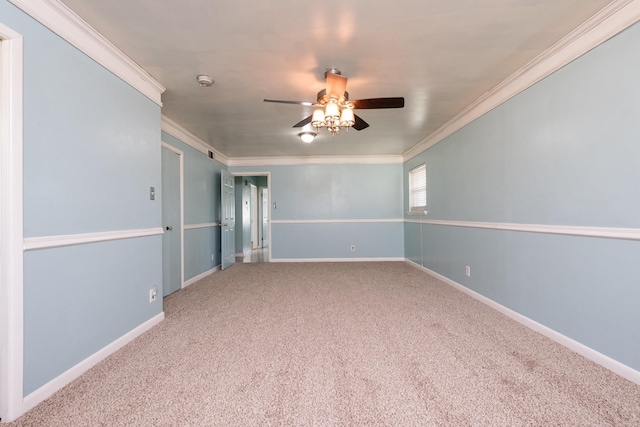 124 Hiawatha Dr, Little Rock, AR 72211 - carpeted spare room featuring ornamental molding, baseboards, and a ceiling fan
